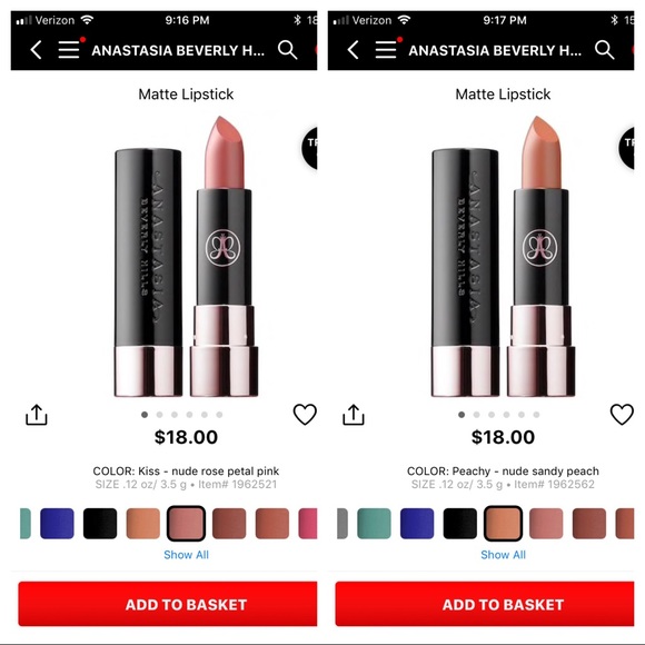 Anastasia Beverly Hills Other - Anastasia Matte Lipsticks Peachy and Kiss